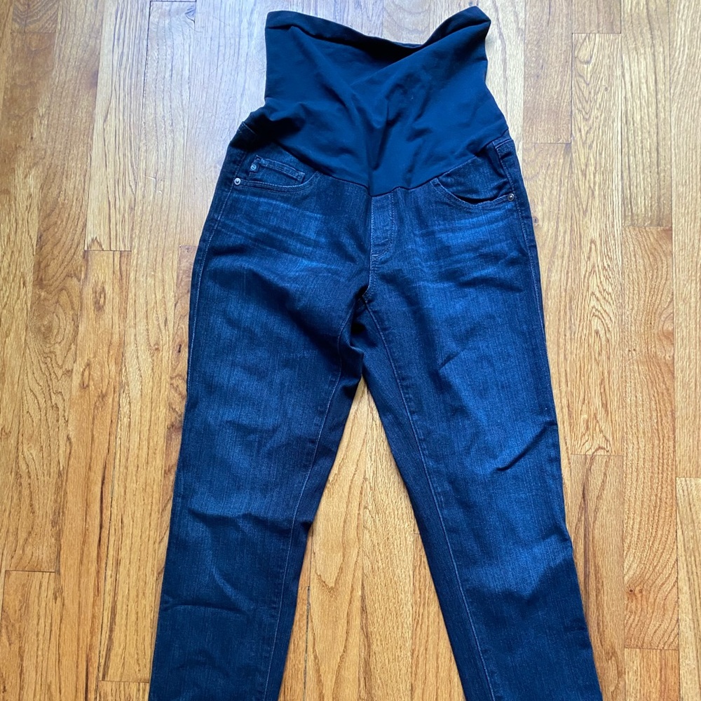 AG gold maternity skinny jeans.